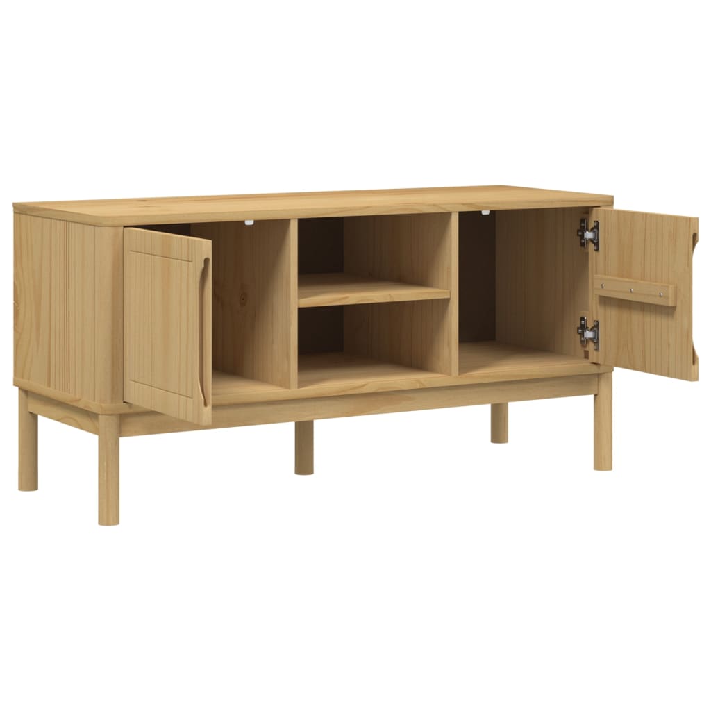 vidaXL TV Cabinet FLORO Wax Brown 114x43x55 cm Solid Pine Wood