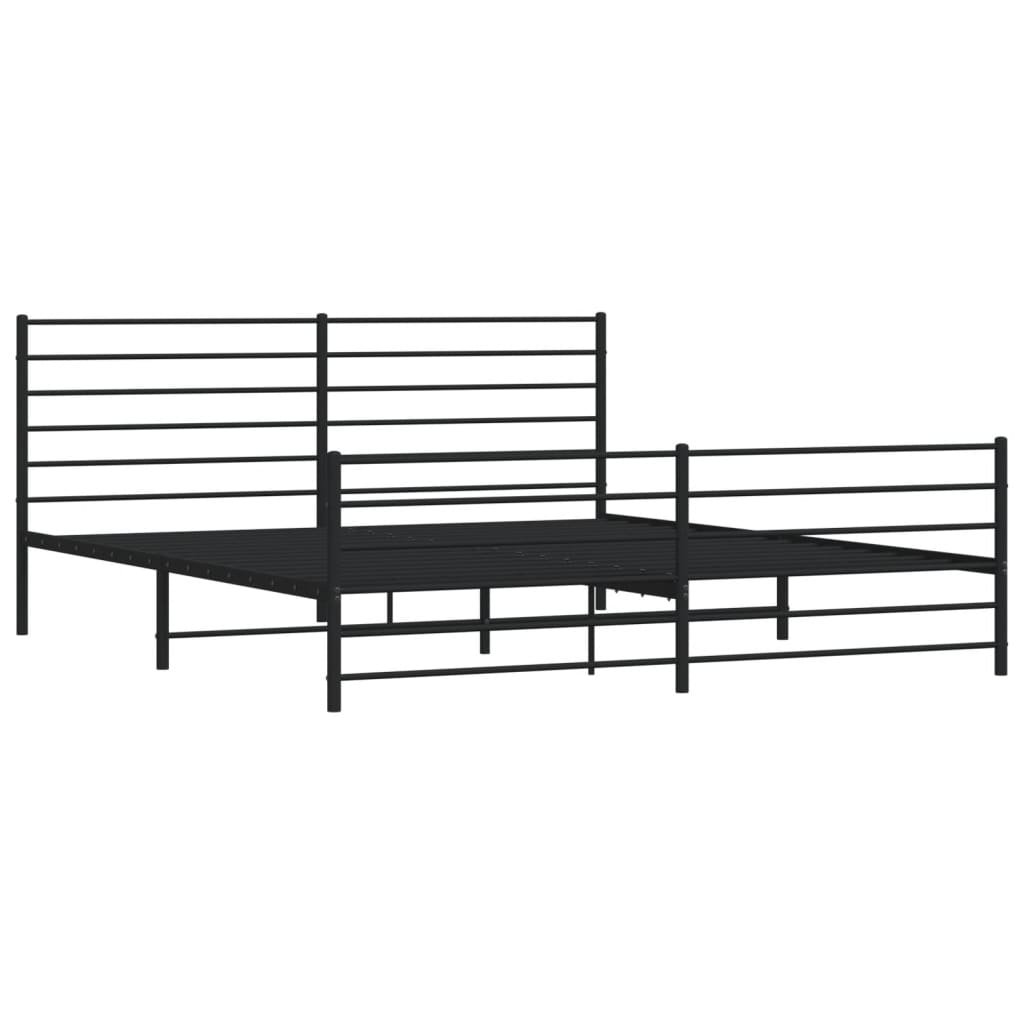 vidaXL Metal Bed Frame without Mattress with Footboard Black 200x200 cm