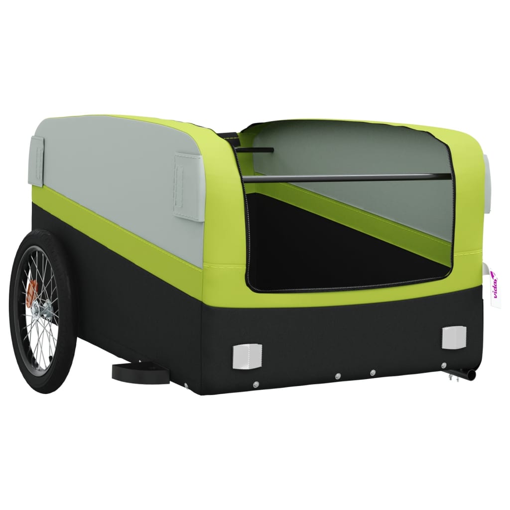 vidaXL Bike Trailer Black and Green 45 kg Iron