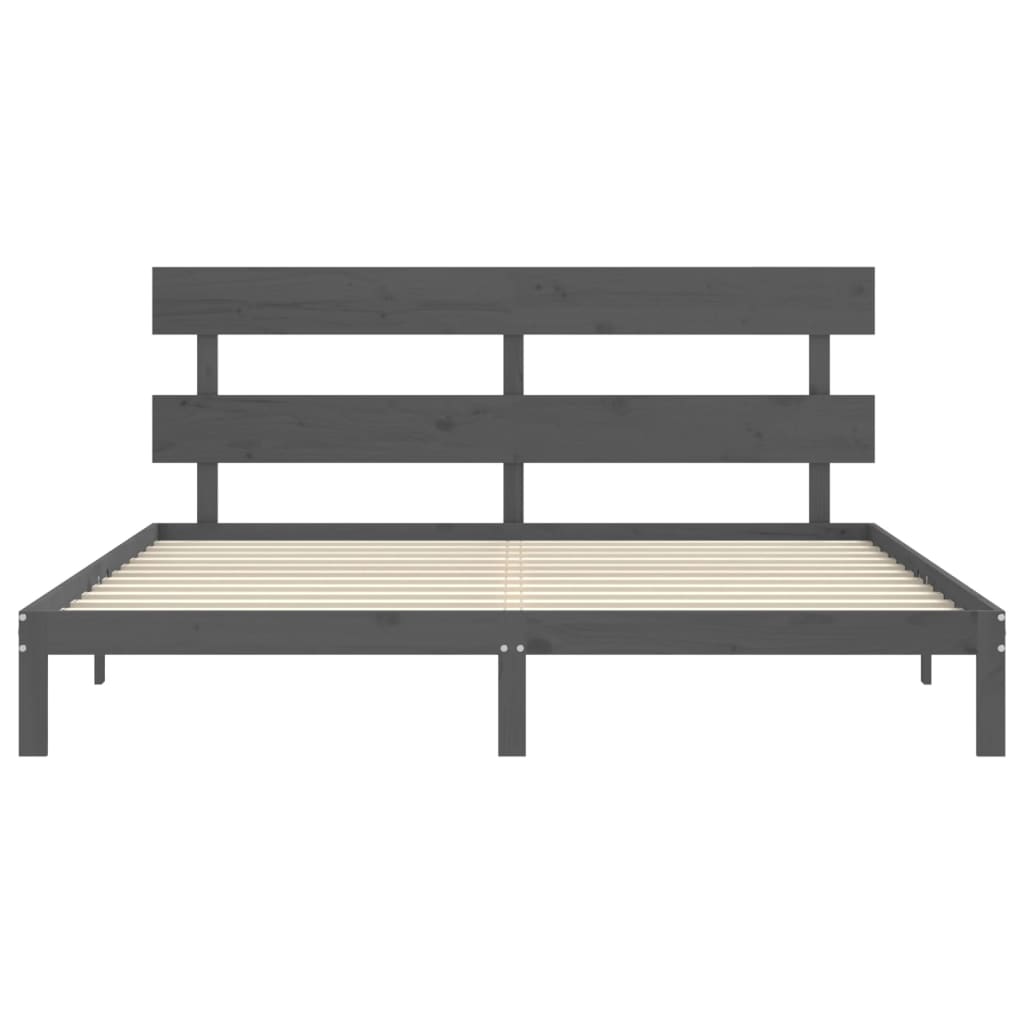 vidaXL Bed Frame without Mattress Grey 200x200 cm Solid Wood Pine