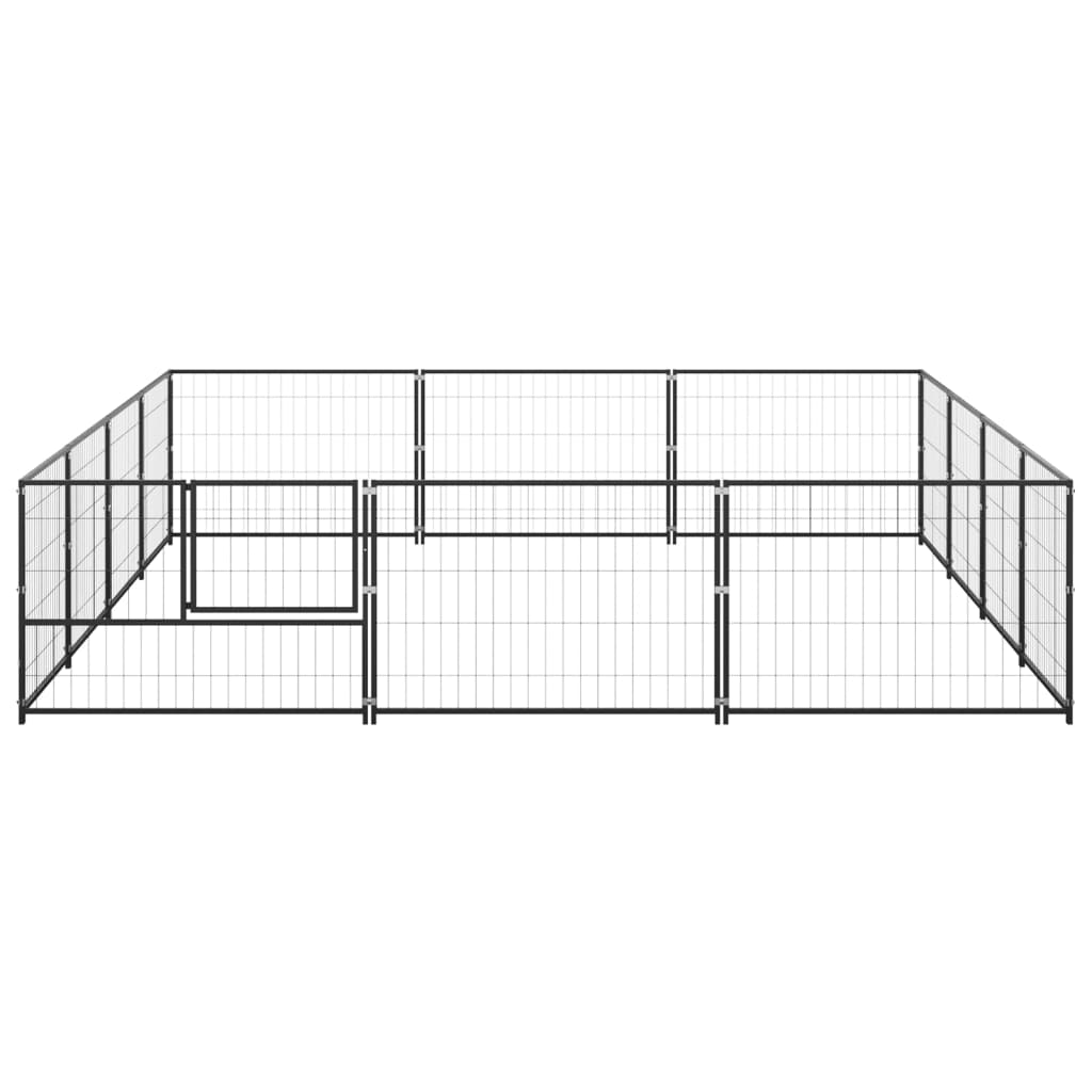 vidaXL Dog Kennel Black 12 m² Steel