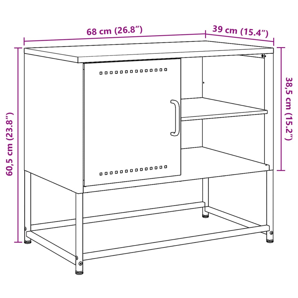 vidaXL TV Cabinet Anthracite 100.5x39x60.5 cm Steel