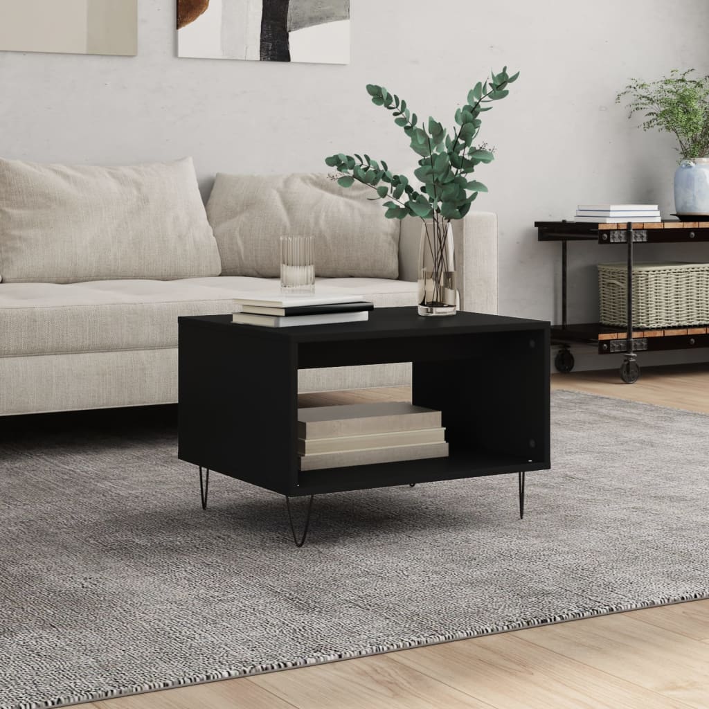 vidaXL Coffee Table Black 60x50x40 cm Engineered Wood