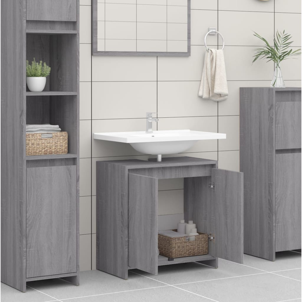 vidaXL Bathroom Cabinet Grey Sonoma 60x33x61 cm Engineered Wood