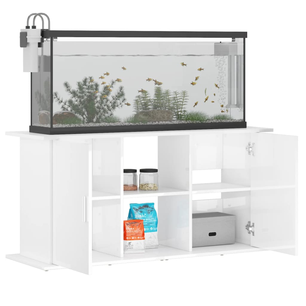 vidaXL Aquarium Stand High Gloss White 121x41x58 cm Engineered Wood