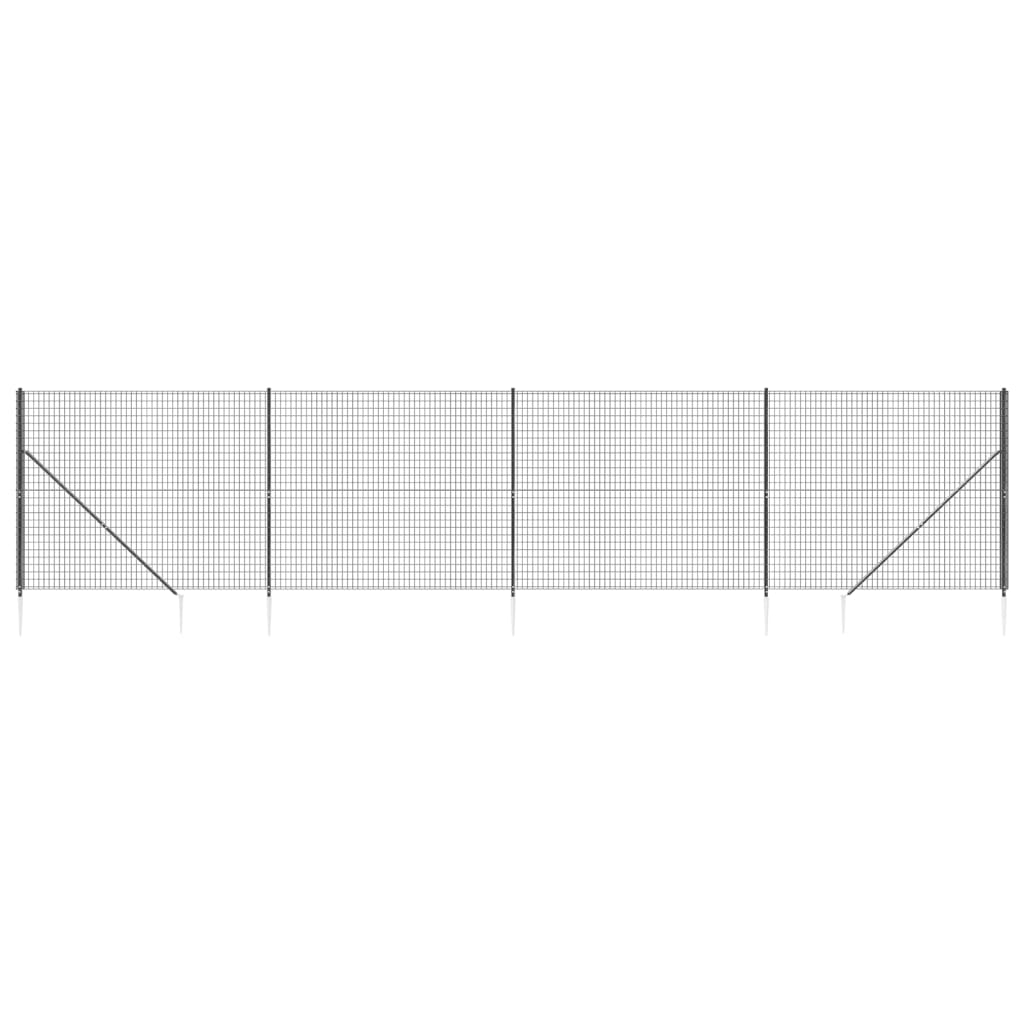 vidaXL Wire Mesh Fence with Spike Anchors Anthracite 1.8x10 m