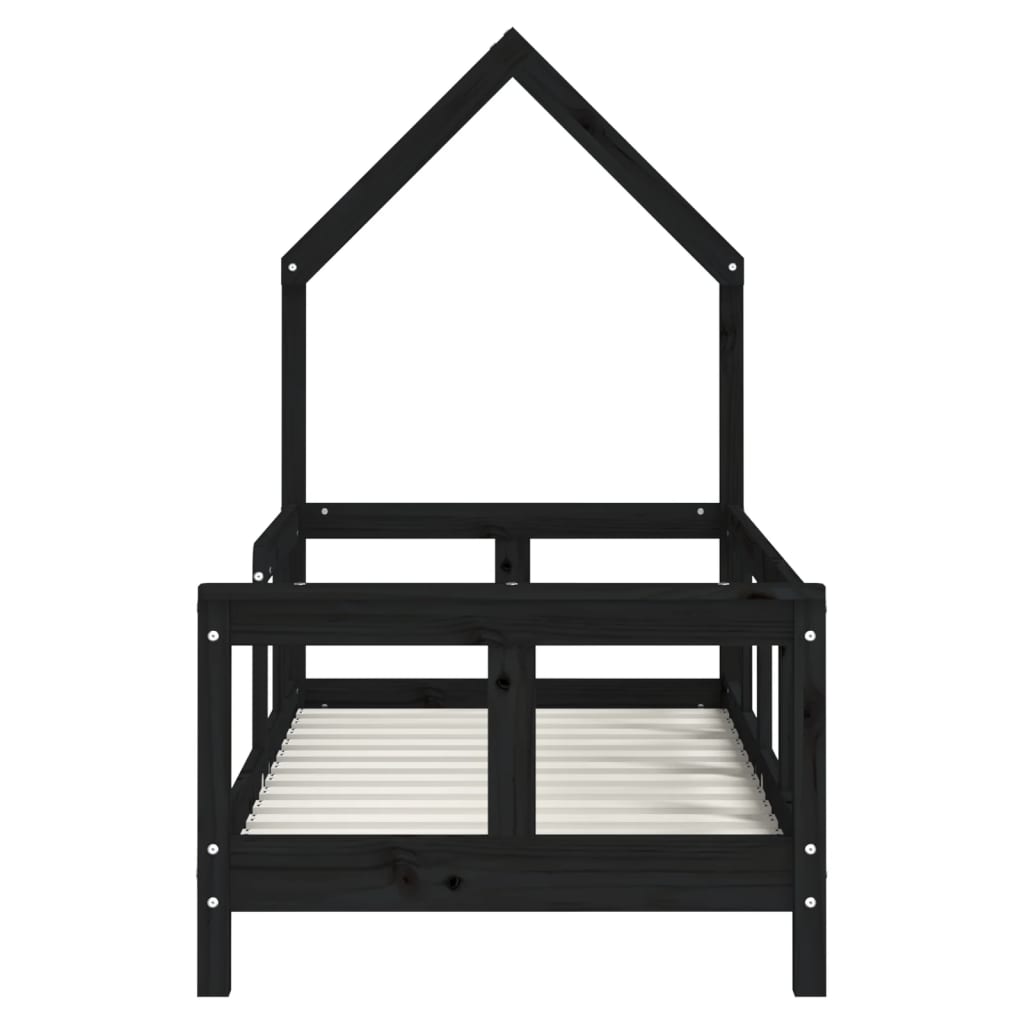 vidaXL Kids Bed Frame Black 70x140 cm Solid Wood Pine