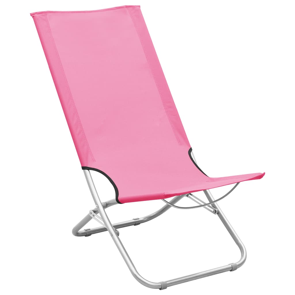 vidaXL Folding Beach Chairs 2 pcs Pink Fabric