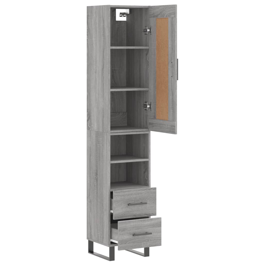 vidaXL Highboard Grey Sonoma 34.5x34x180 cm Engineered Wood