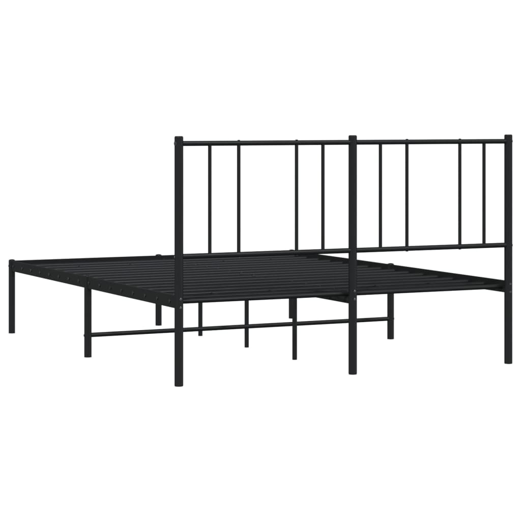 vidaXL Metal Bed Frame without Mattress with Headboard Black 160x200 cm