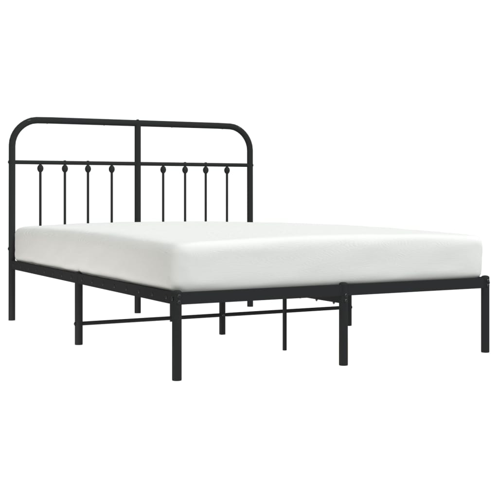 vidaXL Metal Bed Frame without Mattress with Headboard Black 150x200 cm King Size