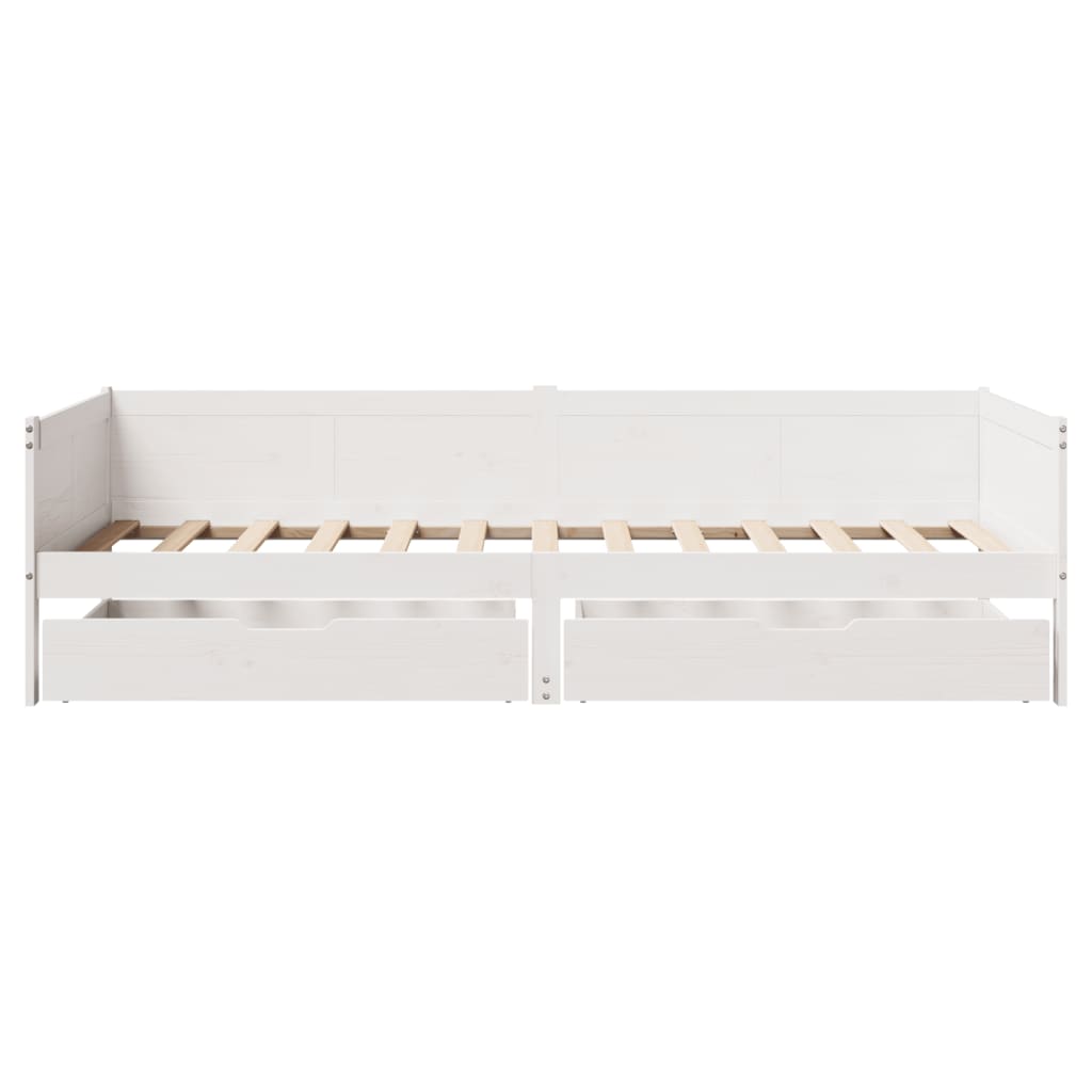 vidaXL Daybed with Drawers without Mattress White 90x190 cm Single Solid Wood