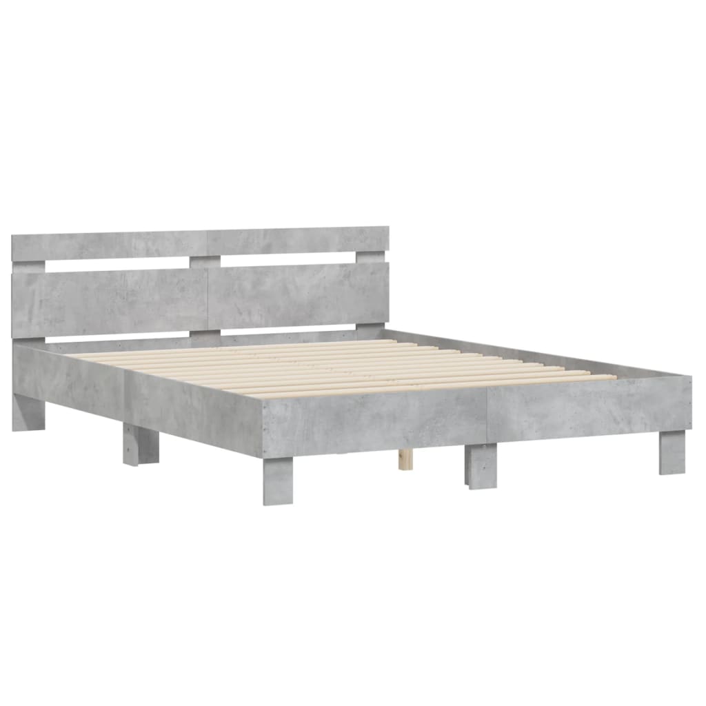 vidaXL Bed Frame without Mattress Concrete Grey 140x200 cm