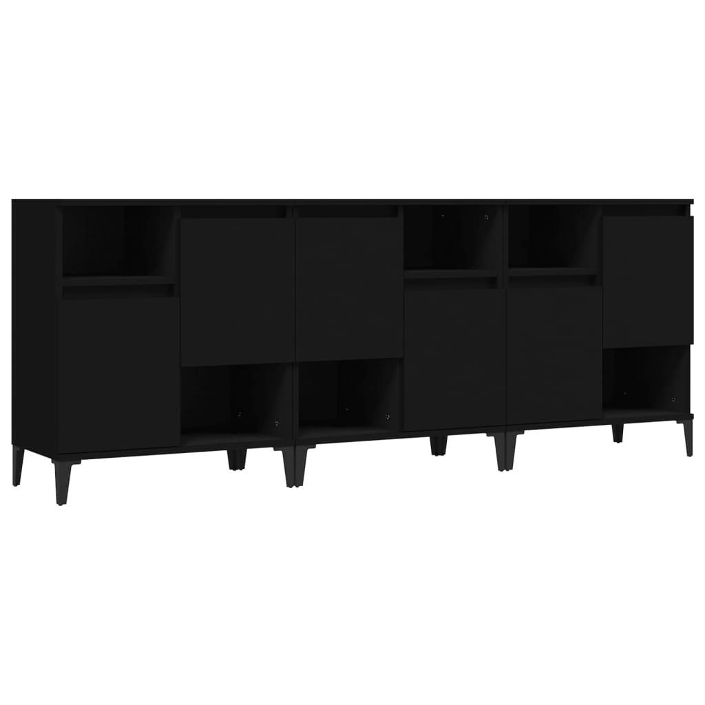 vidaXL Sideboards 3 pcs Black 60x35x70 cm Engineered Wood