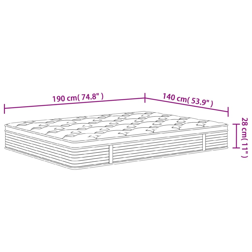 vidaXL Pocket Spring Mattress Medium 140x190 cm