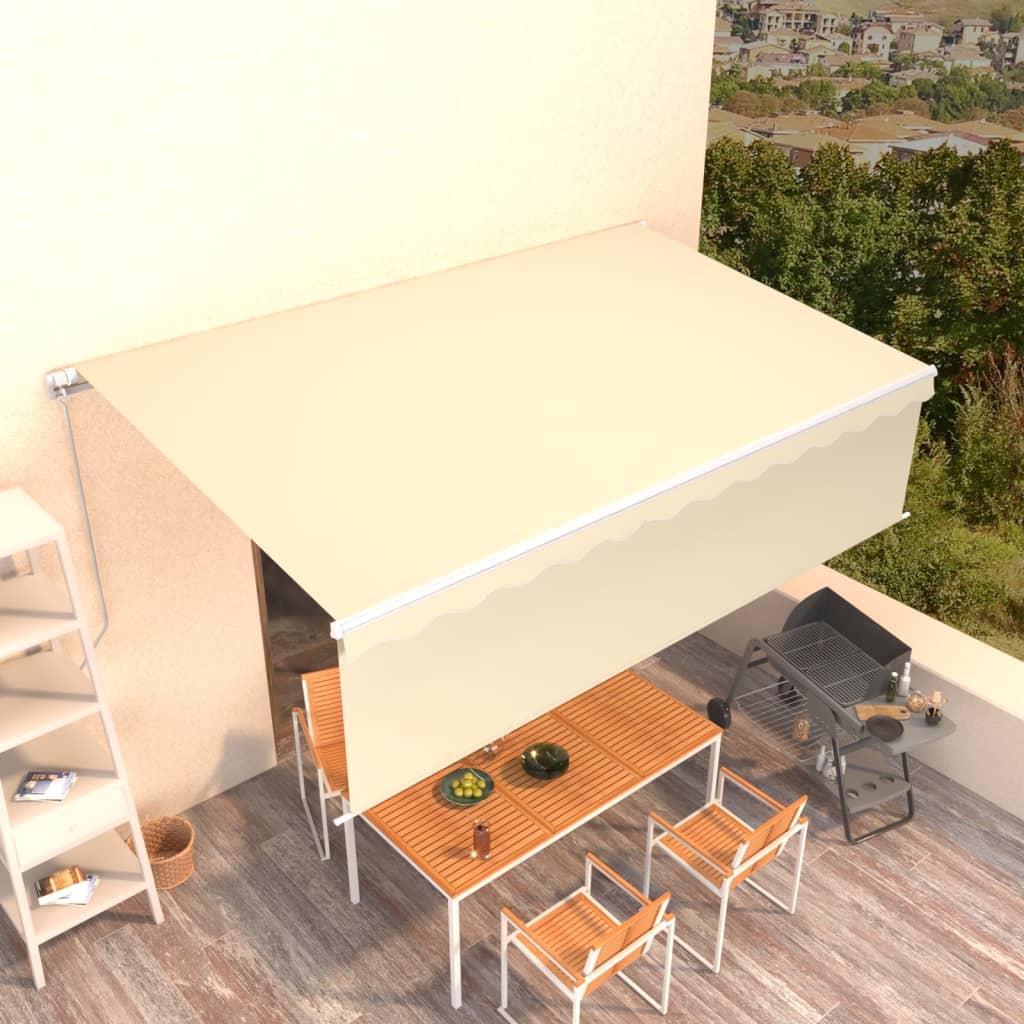 vidaXL Manual Retractable Awning with Blind 5x3m Cream