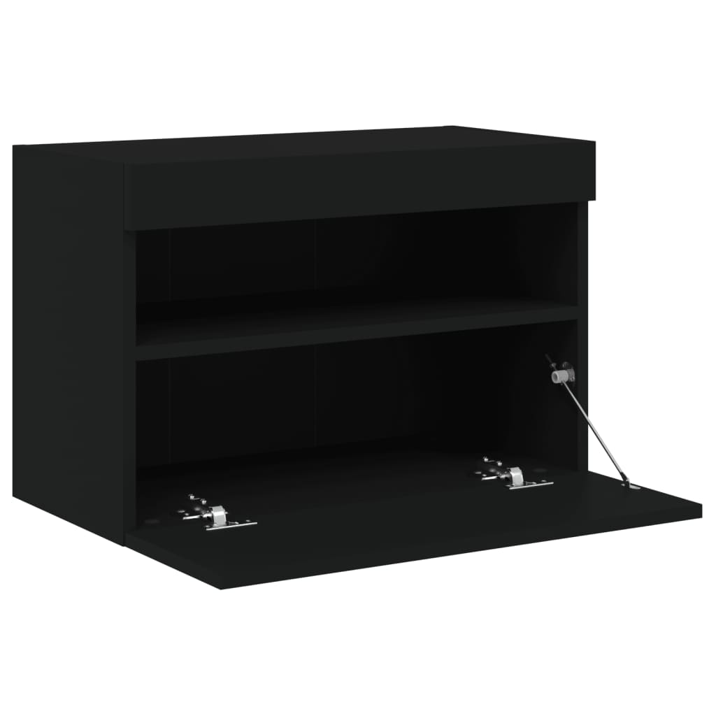 vidaXL TV Wall Cabinet with LED Lights Black 60x30x40 cm