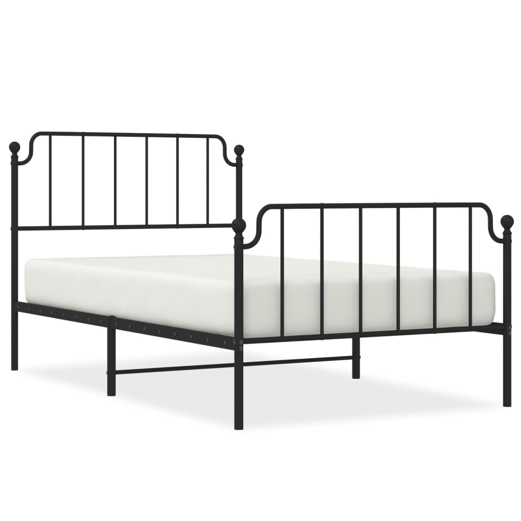 vidaXL Metal Bed Frame without Mattress with Footboard Black 107x203 cm