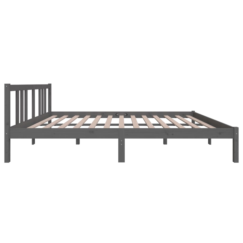 vidaXL Bed Frame without Mattress Grey Solid Wood 150x200 cm King Size