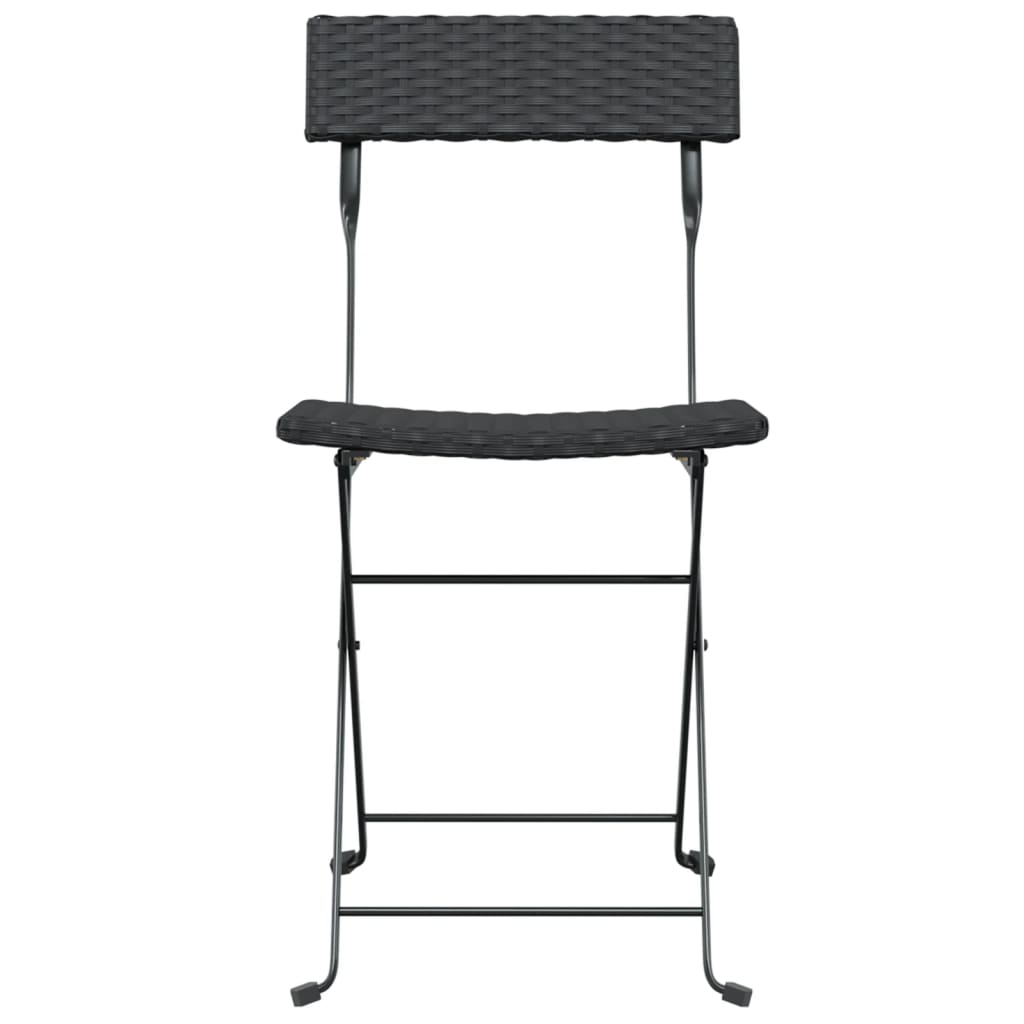 vidaXL Folding Bistro Chairs 4 pcs Black Poly Rattan and Steel