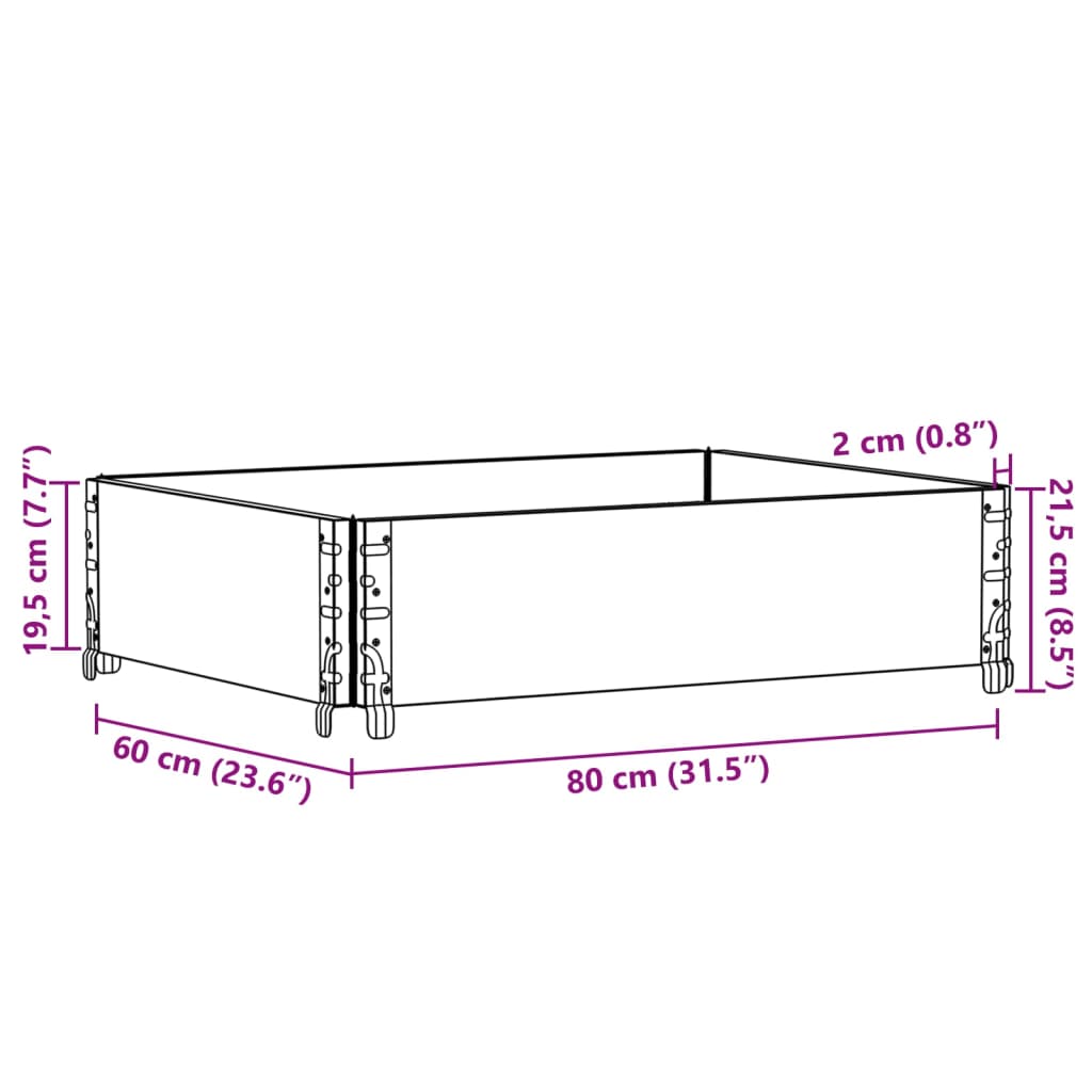 vidaXL Pallet Collar Black 80x60 cm Solid Wood Pine