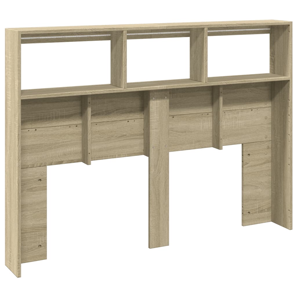 vidaXL Headboard Cabinet with LED Sonoma Oak 140x17x102 cm