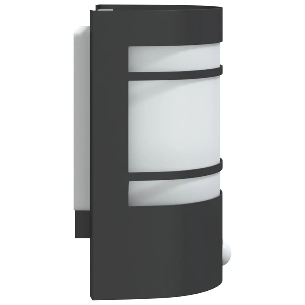 vidaXL Outdoor Wall Light with Sensor Black Stainless Steel