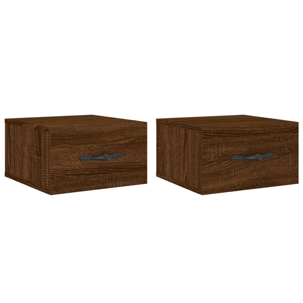 vidaXL Wall-mounted Bedside Cabinets 2 pcs Brown Oak 35x35x20 cm