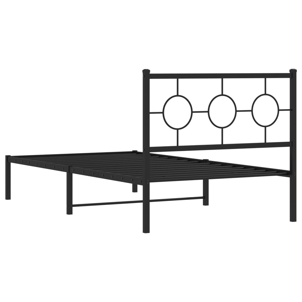 vidaXL Metal Bed Frame without Mattress with Headboard Black 100x200 cm