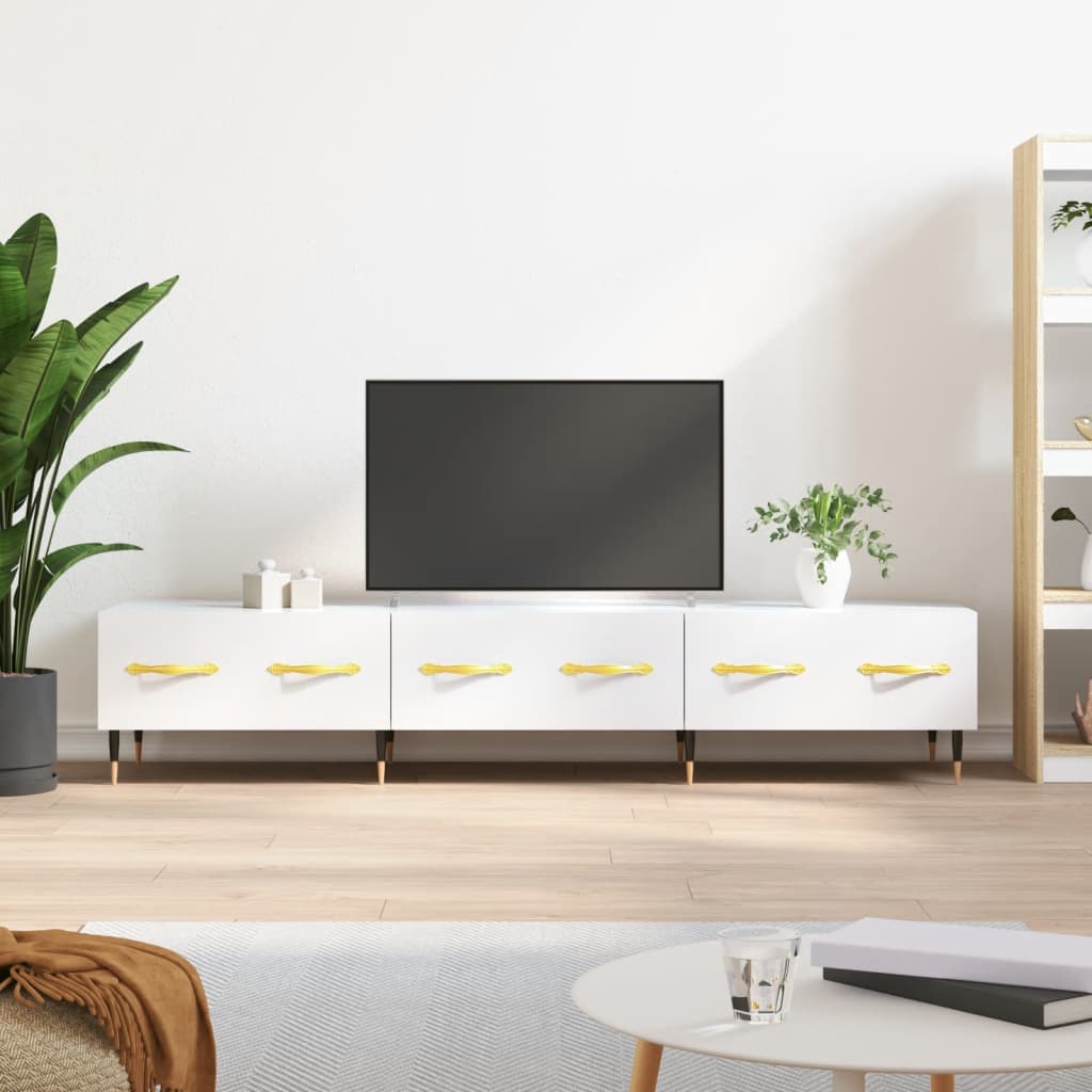 vidaXL TV Cabinet High Gloss White 150x36x30 cm Engineered Wood