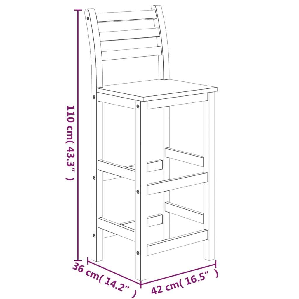 vidaXL 3 Piece Garden Bar Set Solid Wood Acacia