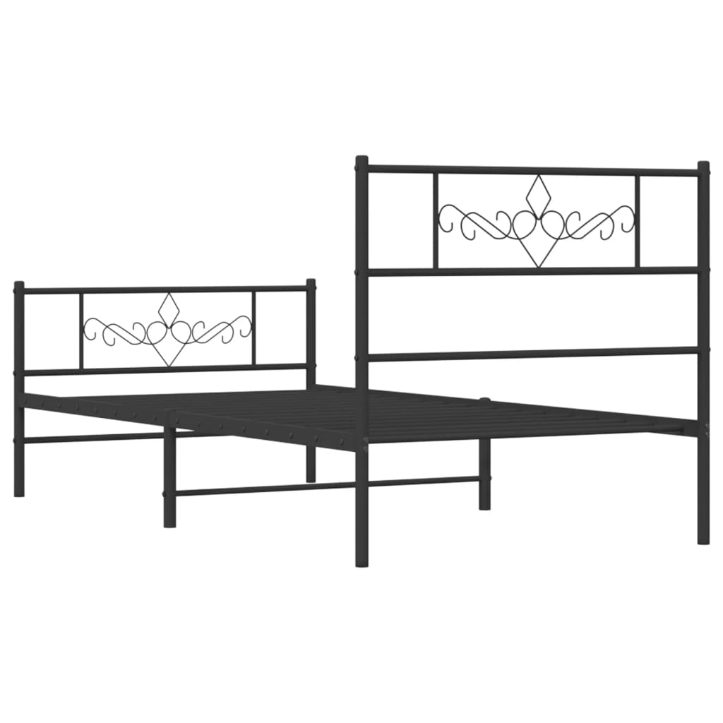 vidaXL Metal Bed Frame without Mattress with Footboard Black 100x200 cm