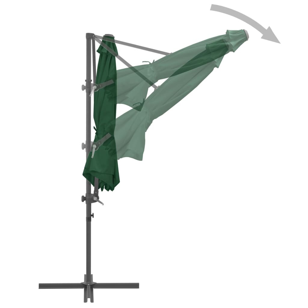 vidaXL Cantilever Garden Parasol with Steel Pole Green 300 cm