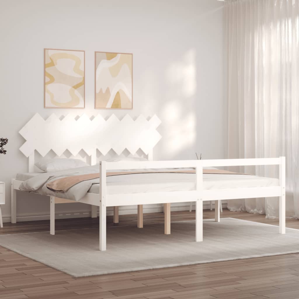 vidaXL Senior Bed without Mattress White Super King Size Solid Wood