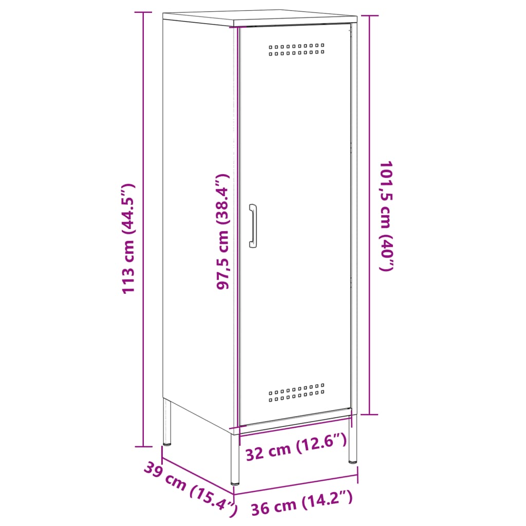 vidaXL Highboard White 36x39x113 cm Steel