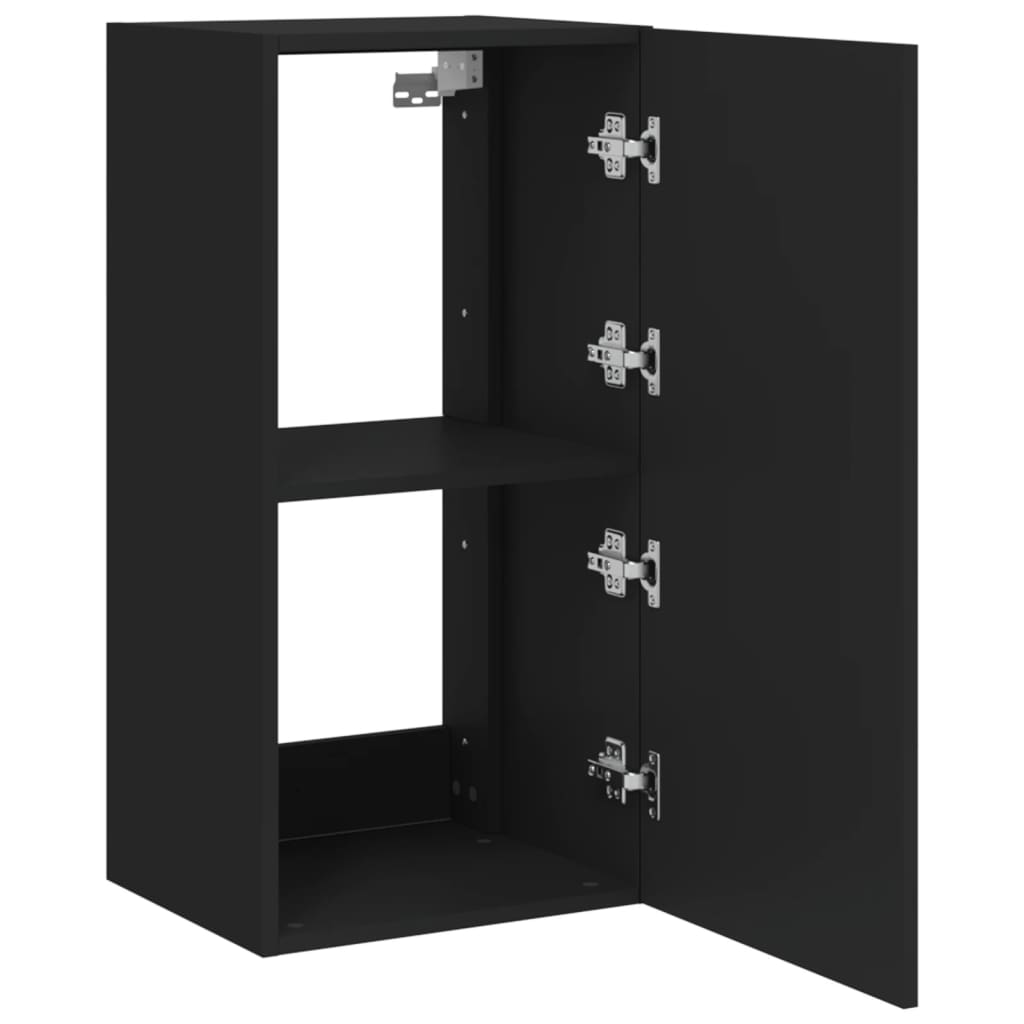 vidaXL TV Wall Cabinet with LED Lights Black 40.5x35x80 cm