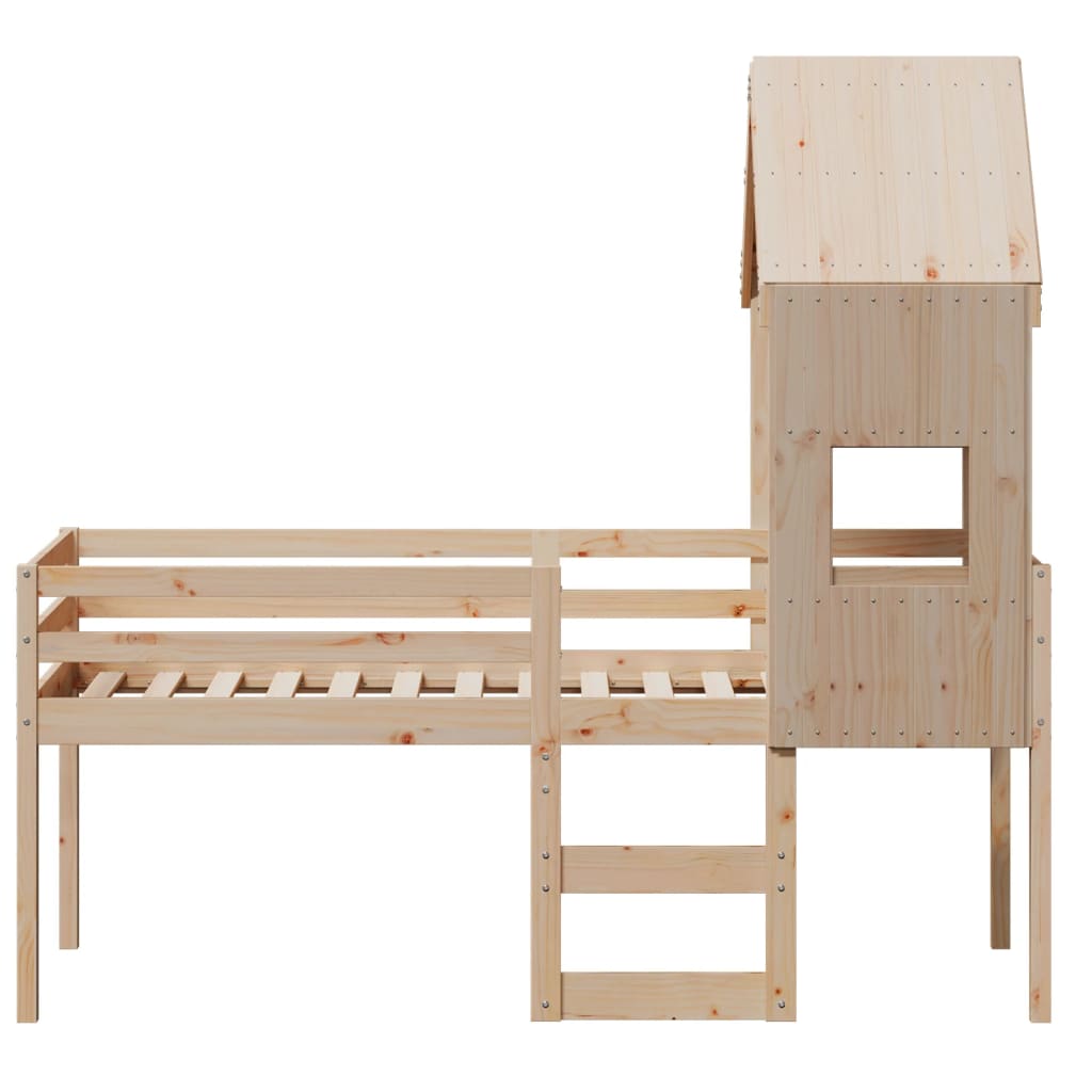 vidaXL High Sleeper Bed without Mattress 75x190 cm Small Single Solid Wood Pine