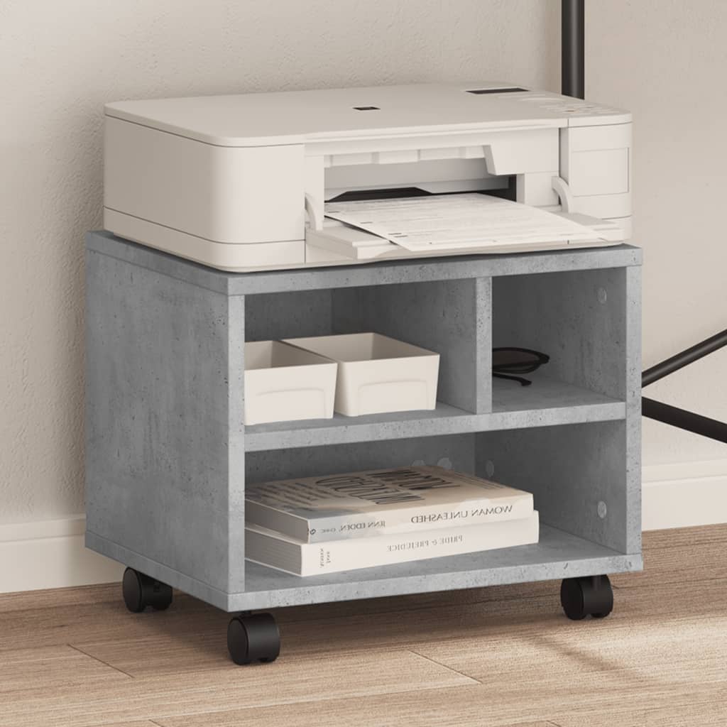 vidaXL Printer Stand with Wheels Concrete Grey 41x32x34,5 cm