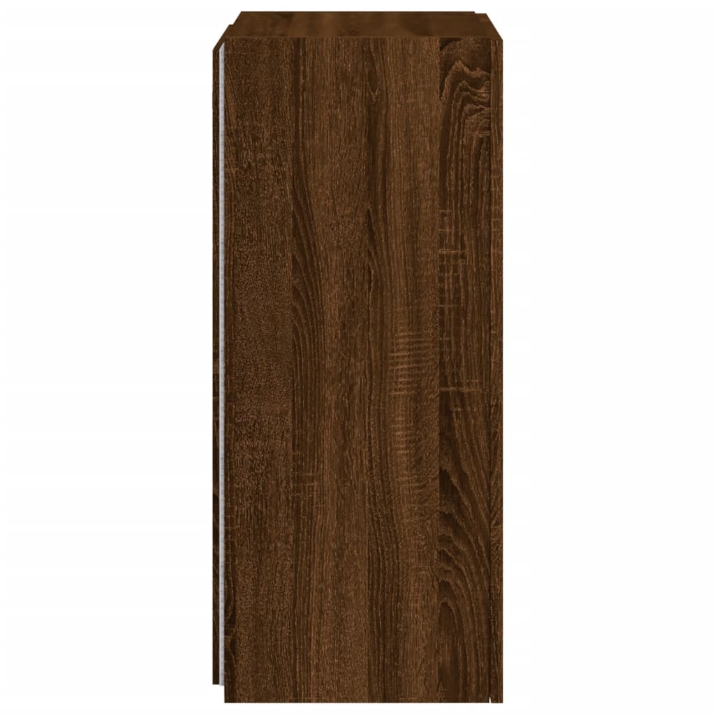 vidaXL TV Wall Cabinet with LED Lights Brown Oak 40.5x35x80 cm