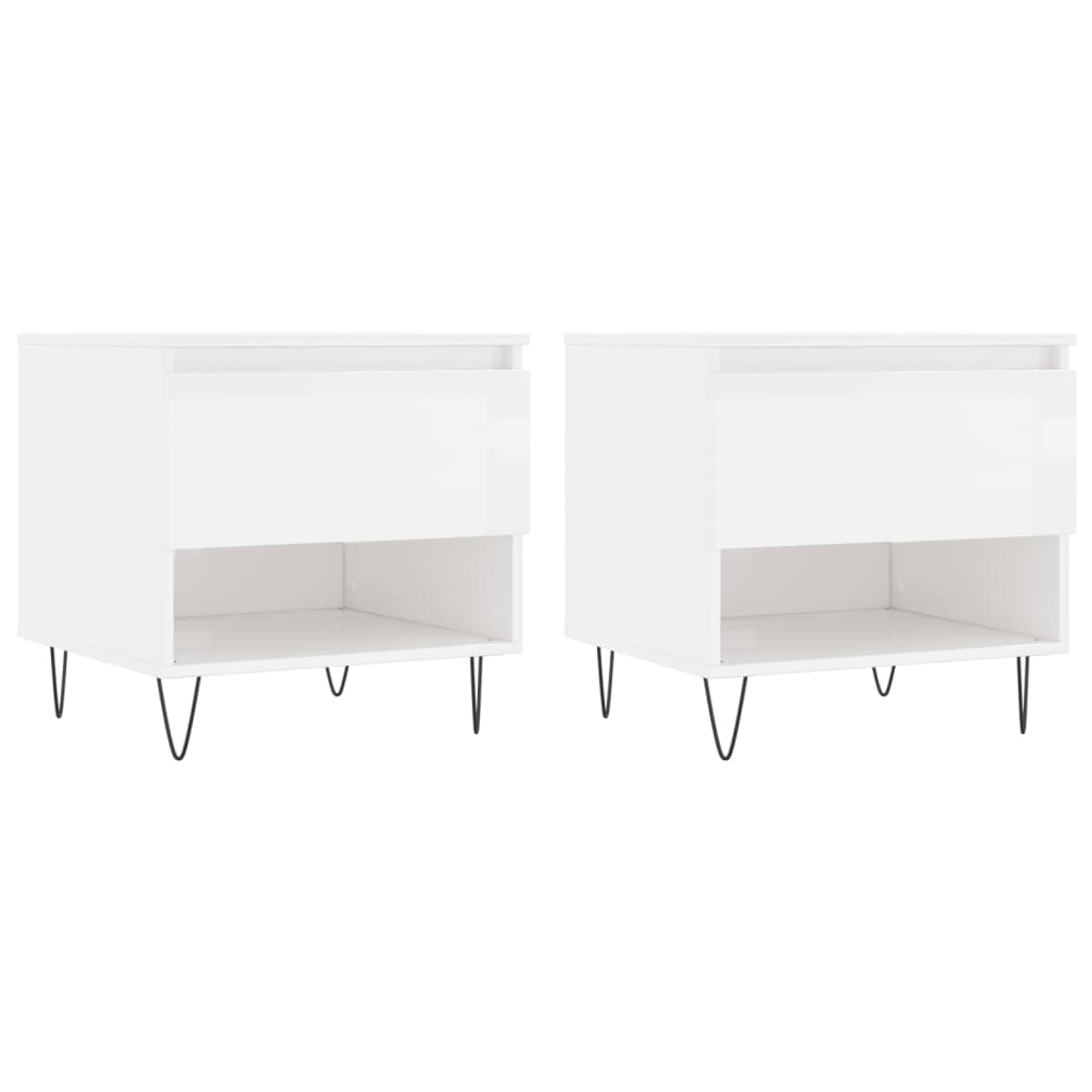 vidaXL Coffee Tables 2 pcs High Gloss White 50x46x50 cm Engineered Wood