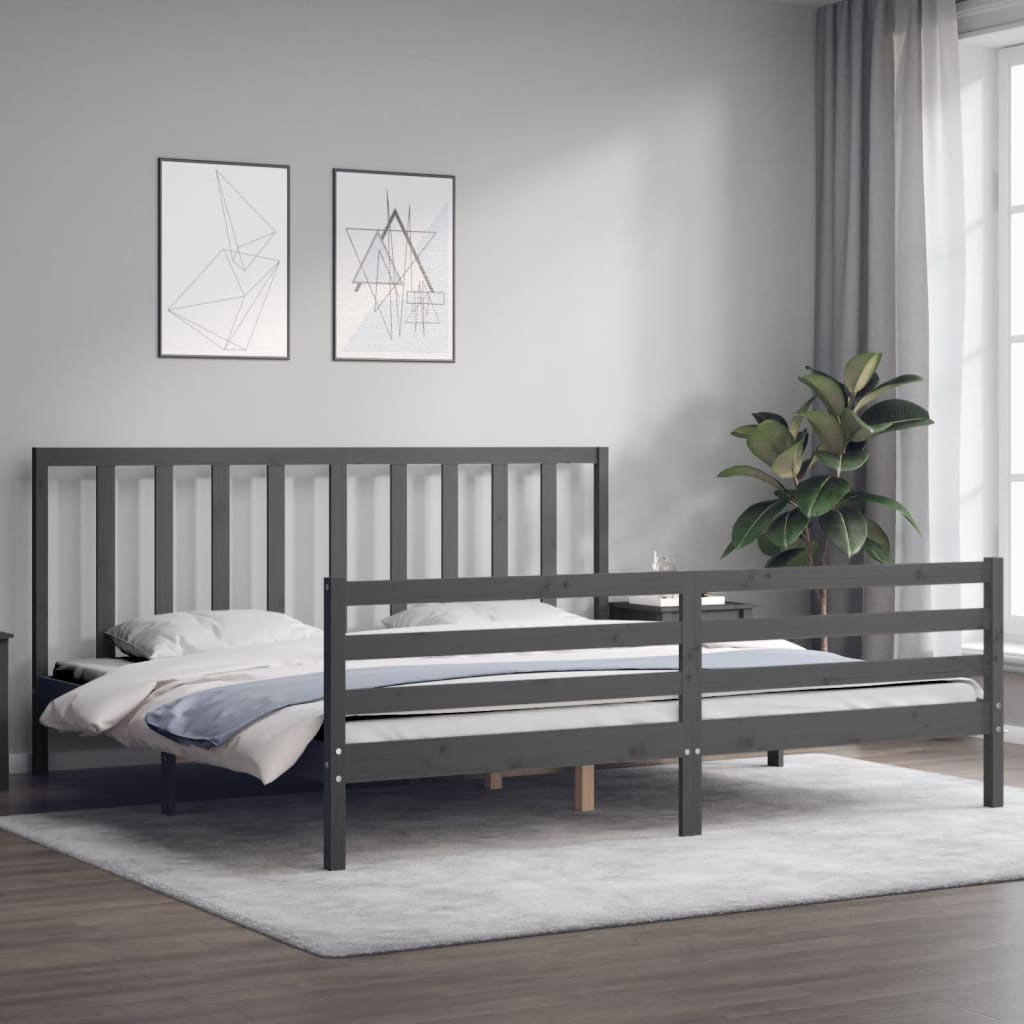 vidaXL Bed Frame without Mattress Grey 200x200 cm Solid Wood Pine