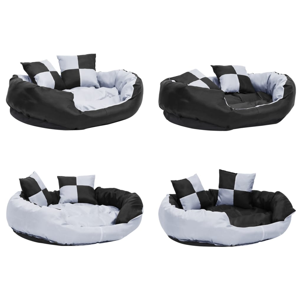 vidaXL Reversible & Washable Dog Cushion Grey and Black 85x70x20 cm