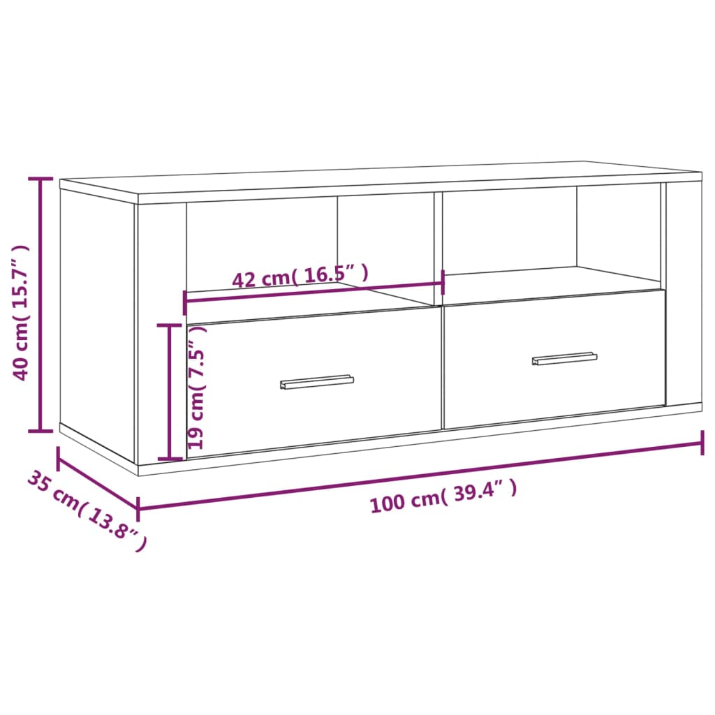 vidaXL TV Cabinet Grey Sonoma 100x35x40 cm Engineered Wood