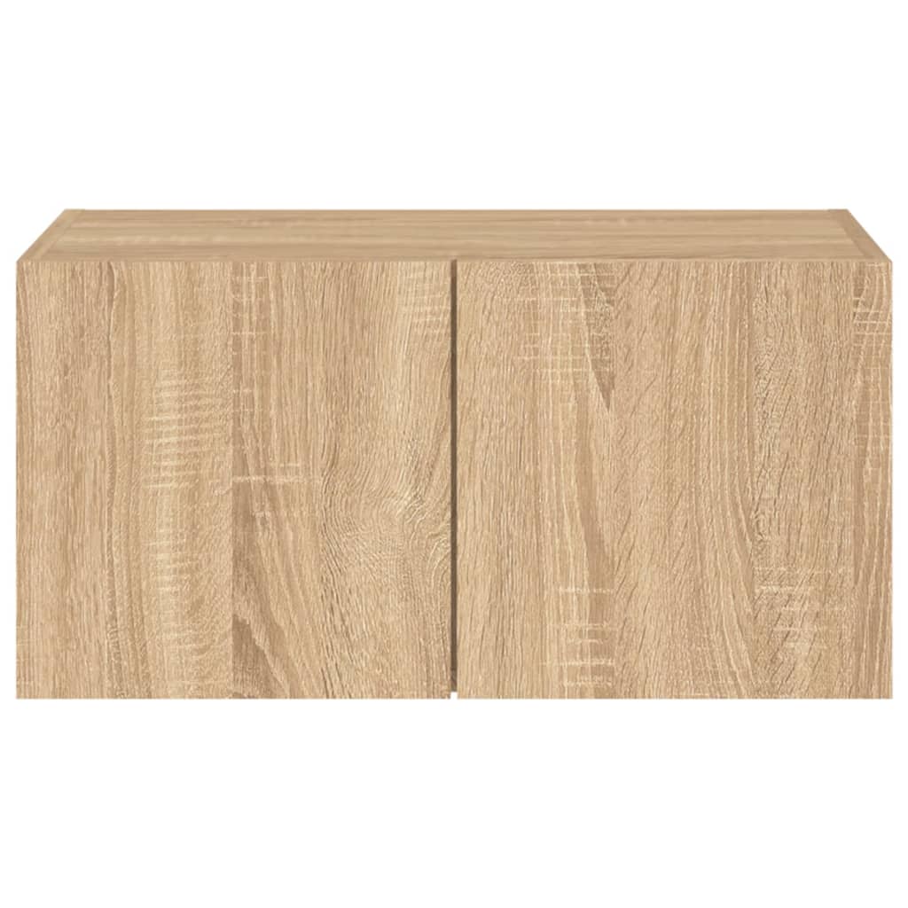 vidaXL TV Wall Cabinet with LED Lights Sonoma Oak 60x35x31 cm