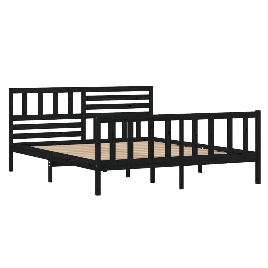 vidaXL Bed Frame without Mattress Black Double Solid Wood