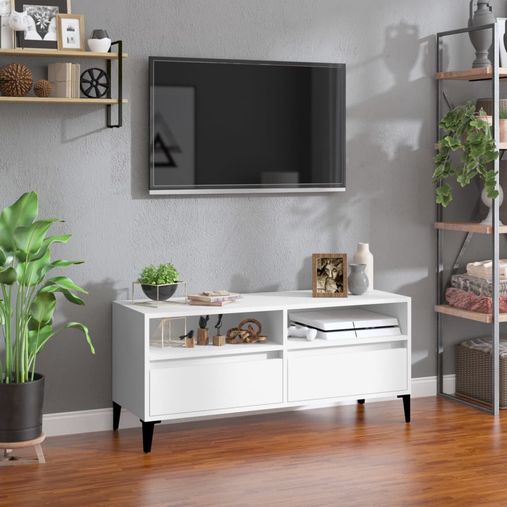 vidaXL TV Cabinet White 100x34.5x44.5 cm Engineered Wood