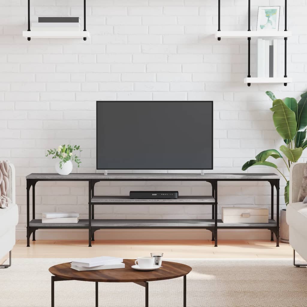 vidaXL TV Cabinet Grey Sonoma 161x35x45 cm Engineered Wood&Iron