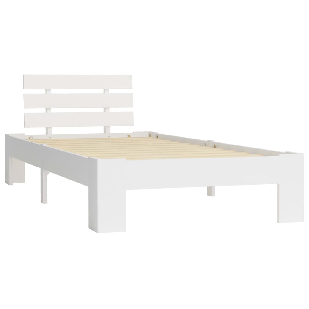 vidaXL Bed Frame without Mattress White Solid Pine Wood 100x200 cm