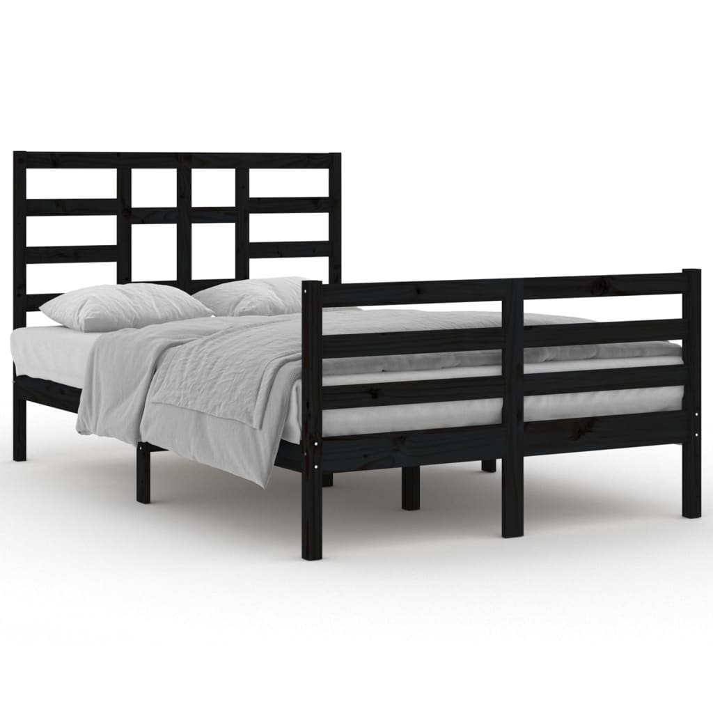 vidaXL Bed Frame without Mattress Black Solid Wood 120x200 cm