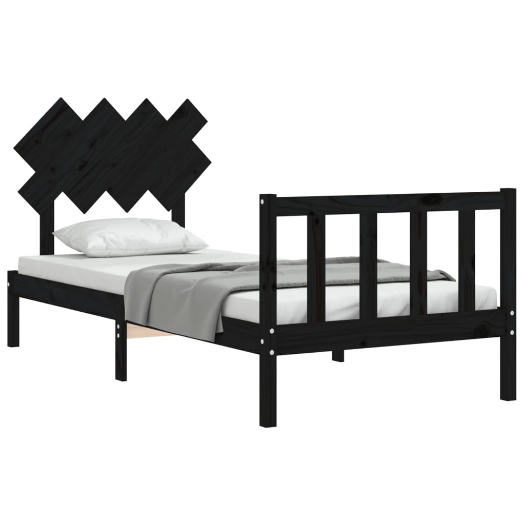 vidaXL Bed Frame without Mattress Black 90x200 cm Solid Wood Pine